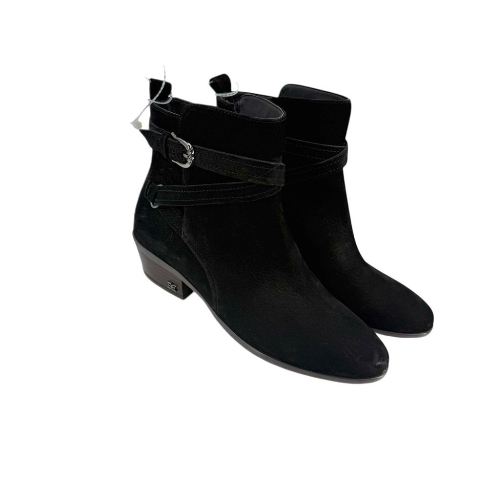 Sam Edelman Patty Black Suede Leather Ankle Boots Zip Buckle Boots 6M / 7.5M - Picture 13 of 13